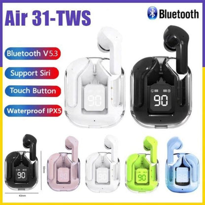 Air31 Digital Display Case Wireless Air 31 Crystal Transparent Body Gaming Earbuds