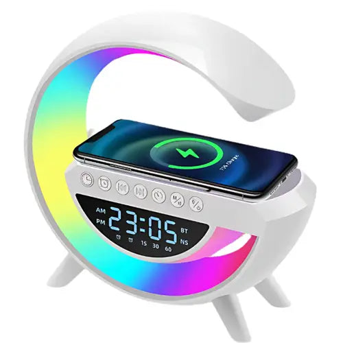 G Shaped Lamp – Bluetooth Speaker- Wireless Charger & Digital Clock(bt-3401)