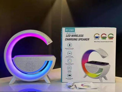 G Shaped Rgb Light Table Lamp With Wireless Charger Bt2301 Speaker