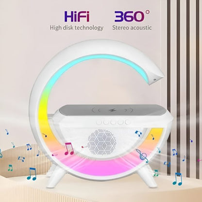 G Shaped Rgb Light Table Lamp With Wireless Charger Bt2301 Speaker