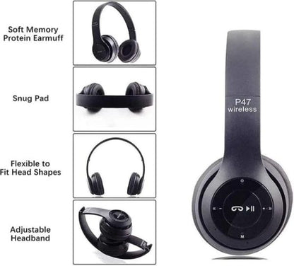 P47 Bluetooth Headphones Over Ear Foldable Headset For Gaming