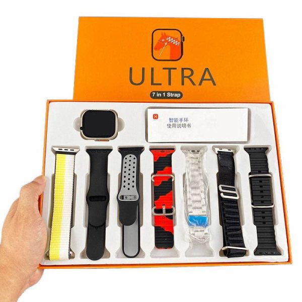 Ultra 7 In 1 Straps 2.1 Inch Hd Screen & Bluetooth Calling Smart Watch With 7 Different Straps